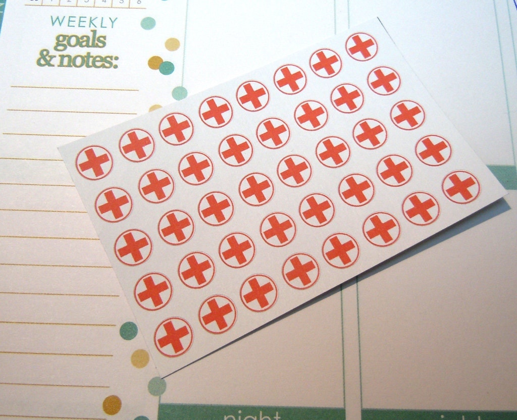 Red cross medical StickersSet of 40