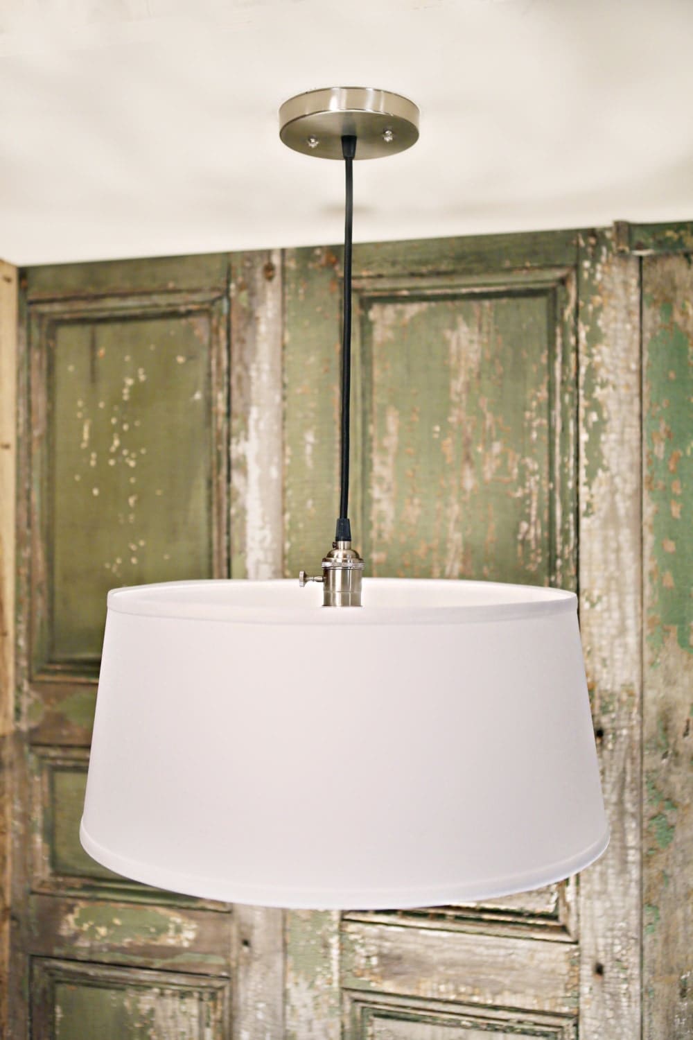 Drum Shade Pendant Lighting With 18 Taper Drum in White