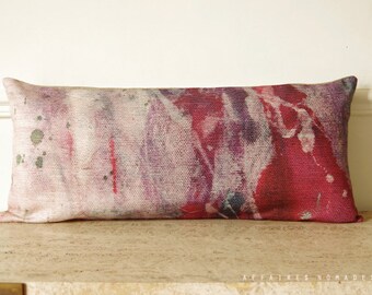 Oriental inspired decorative lumbar pillow case. Raspberry color .. Harmattan / FRAGMENTS