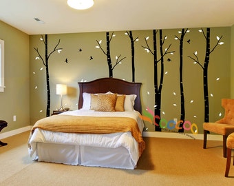 Wall Decal, wall Stickers ,Tree Wall Decals ,Wall decals, Nursery wall decal, Removable, 96"H, 2 colors, Birch 6 trees DC0202