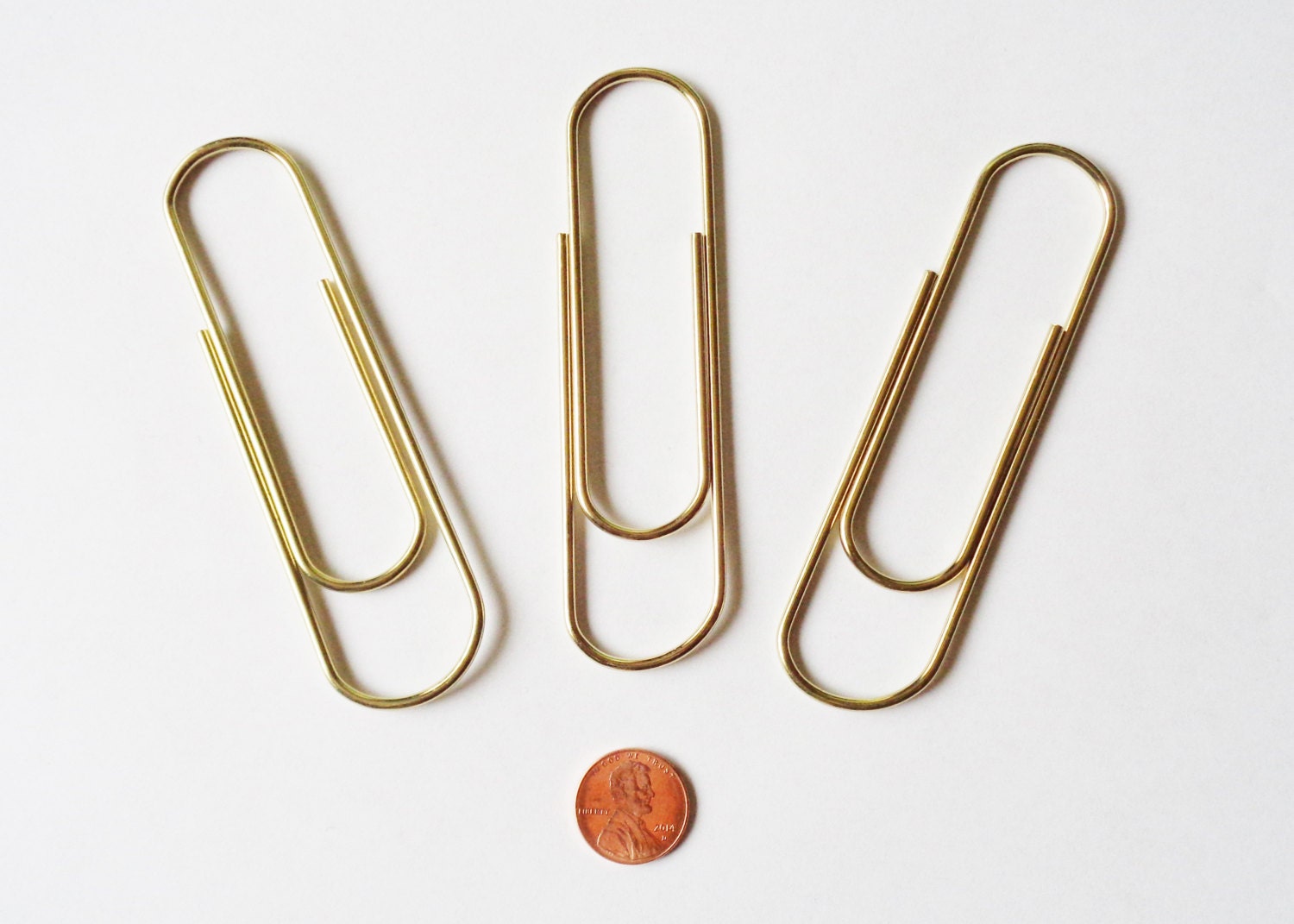 Three Giant Gold Paper Clips or Bookmarks Original by BungleBands