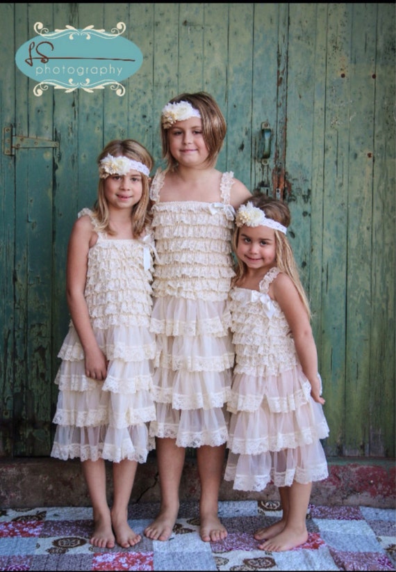 Lace rustic vintage  flower girl dresses  shabby by 