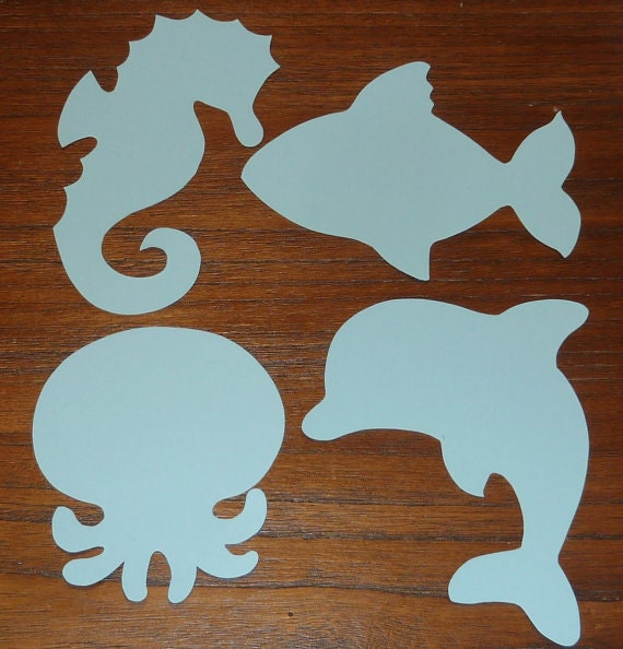 Items similar to Sea Animals Cut Outs (set of 4) Kids Color, Craft ...