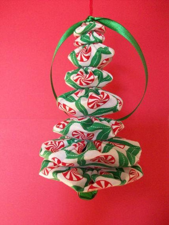 christmas yo yo fabric holiday ornament peppermint circles christmas yo yo fabric holiday ornament peppermint circles