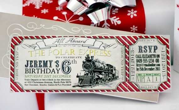 Polar Express Birthday Invitation Red - INSTANT DOWNLOAD - Editable & Printable Birthday Decorations by Sassaby Il_570xn