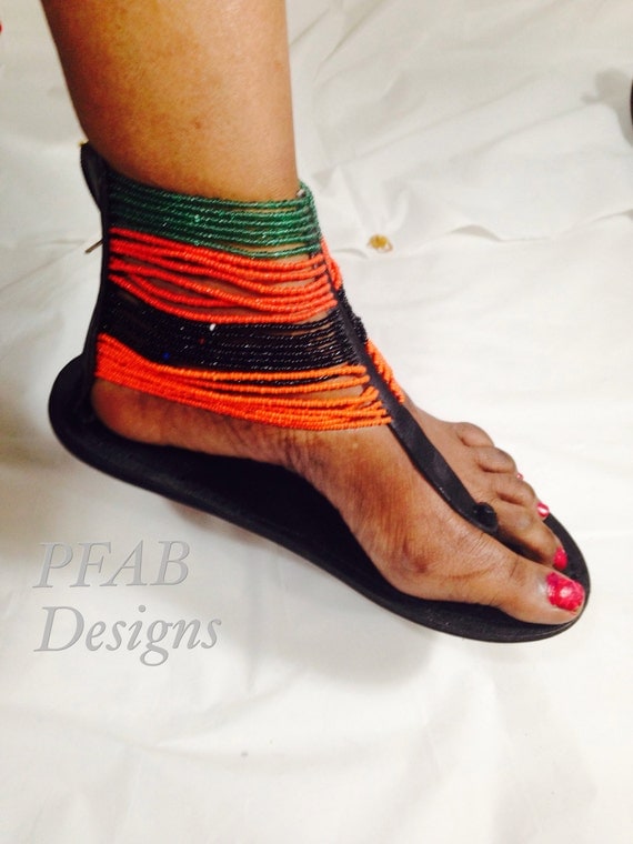 The African shop,Zambian, Authentic Masai Beads, African sandals, African beads,shoes, Crochet, Beaded Sandals, Masai sandals