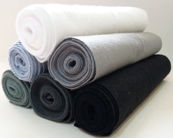 Wool Blend Felt Grey Black White Shades