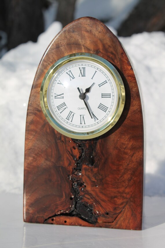 Black walnut clock/Burl wood/quilted walnut