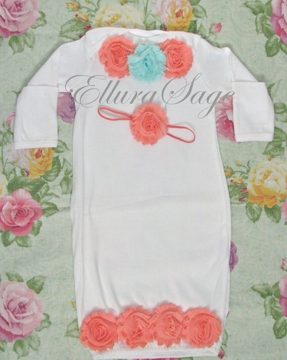 Newborn gown and headband Set YOU CHOOSE Newborn by ElluraSage