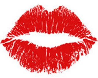 Red Hot Woman Lips Big Wet Kiss Mouth Smooch Pucker - Digital Image - Vintage Art Illustration