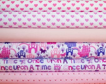 Princess and Hearts Fabric Bundle - Half Yard Bundle - 6 half yard pieces (B305)