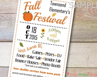 Custom Printable Half Page School Church Flyer Banner - Fall Festival - Holiday Event - School Dance