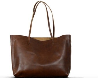 Items similar to Brown Shopper Tote Bag Leather shopper bag on Etsy