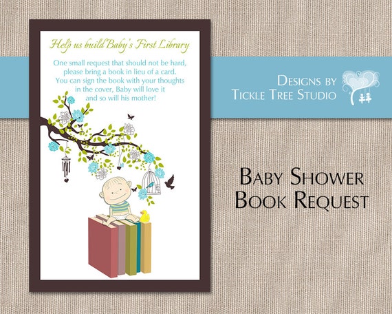 Baby Shower Book Request/Insert CardInstant by tickletreestudio