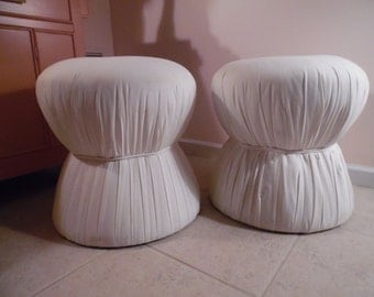 SHROOMS FOR ROOMS / Pair Of Solid Mushroom Ottomans / Pouf Ottomans / Tufted Tops