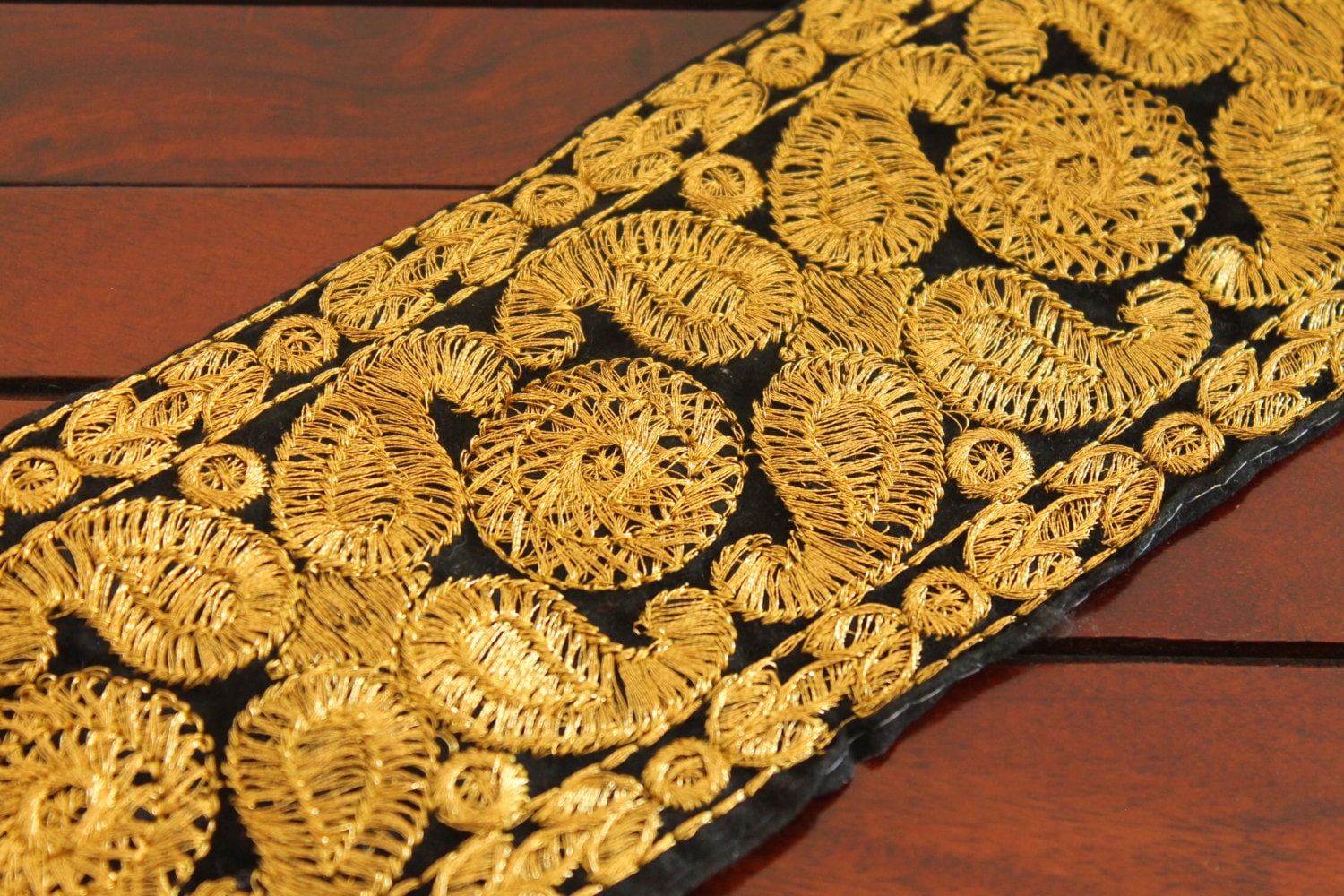 1 Yard Exotic Wide Black Fabric TrimDesigner Fabric