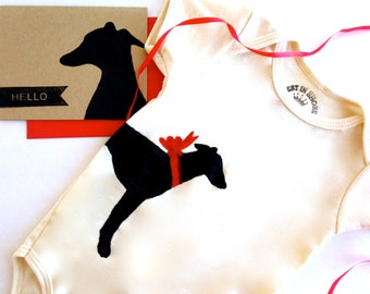 Greyhound Baby Bodysuit Romper Organic Italian Greyhound Infant Clothes % to ANIMAL RESCUE Whippet ECO Friendly Card Clothing 3-6 mo 9-12 mo