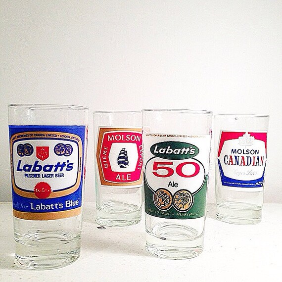4 CANADIAN BEER GLASSES Molson Labbatt's