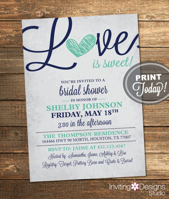 Love Is Sweet Bridal Shower Invitation Wording 3