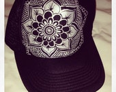 Hand painted black and silver mandala