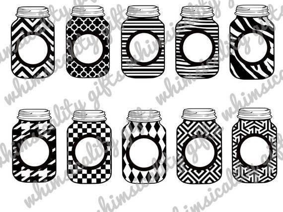 Digital File - Mason Jar Patterns for Monogram with SVG, DXF, PNG  Personal Use Only
