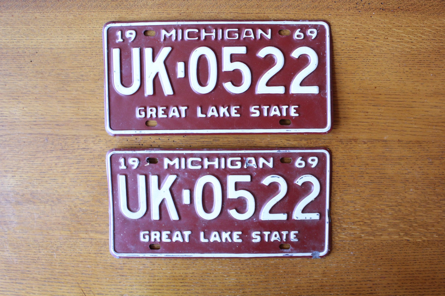 1969 Michigan License Plates set of 2