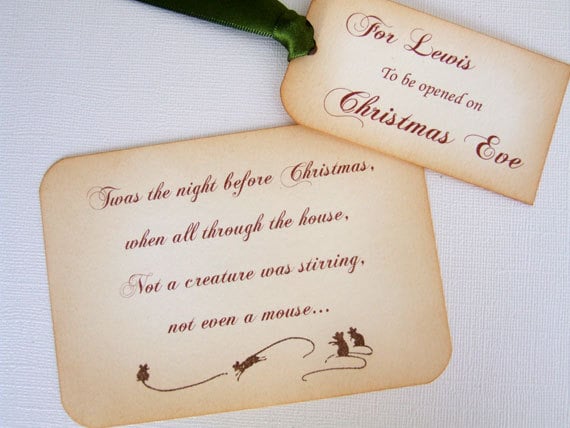 Items similar to Personalized Christmas Eve Gift Tag Set, Twas the Night Before Christmas ...