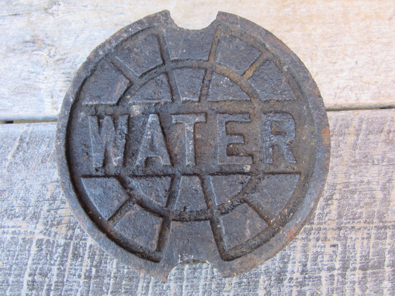 Vintage Cast Iron Water Line Lid Pipe Cap Water Company