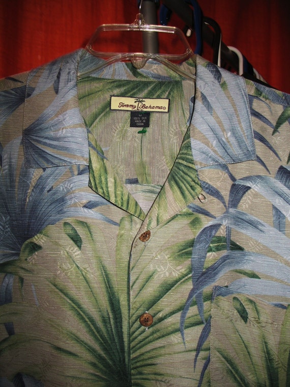 Amazing Vintage Hawaiian Shirt TOMMY BAHAMA Blue Green