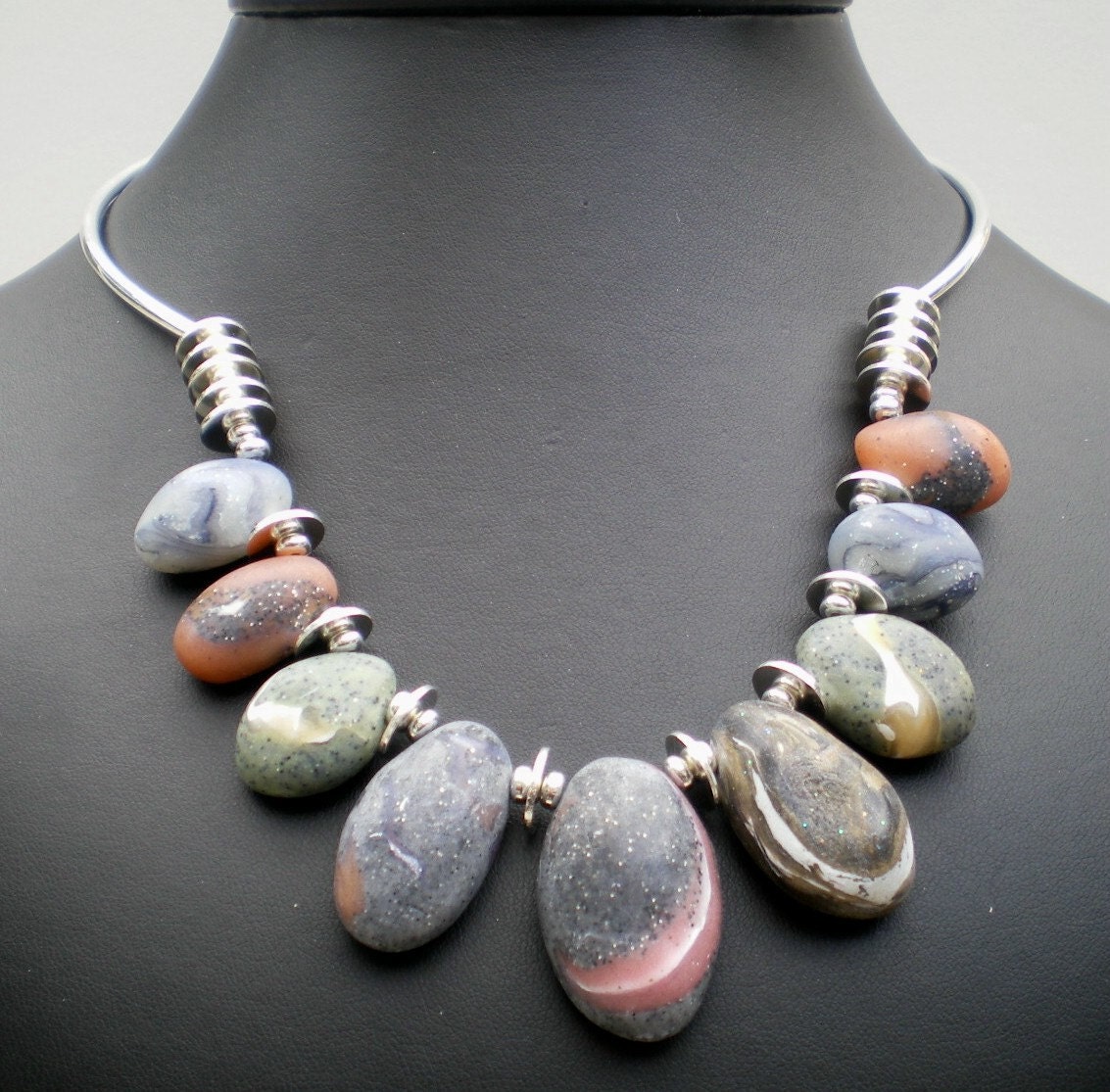 Statement River Rock NecklaceHandmade Polymer Clay Rock