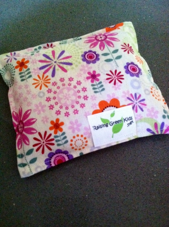 Natural Owie bags, Ouchie Bags, Hot/Cold Therapy Bags flaxseed Girl purple pink flowers