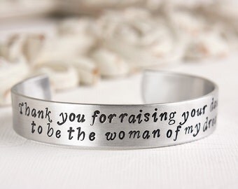 Mother of the Bride Bracelet - Gift for Mother of Bride - Groom to Mother in Law Gift - Thank You for Raising Your Daughter Bracelet