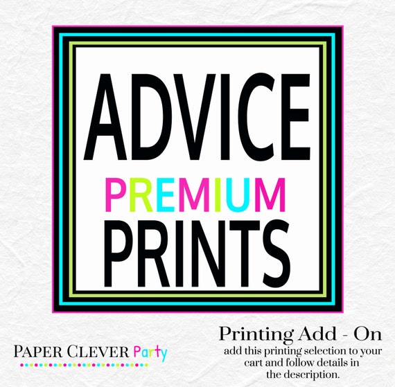 Printing for advice cards for baby shower -- bridal shower advice premium prints 4 x 6 or 3 x 5 cards Il_570xn