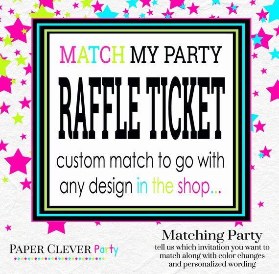 Matching raffle tickets - diaper raffle baby shower - custom add on diaper raffle digital file NO.516 Il_570xn