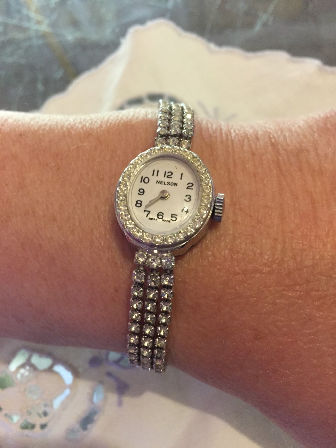Vintage Nelson Ladies Rhinestone Watch with