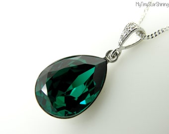Emerald Necklace Emerald Jewelry Emerald Pendant necklace Bridal necklace wedding jewelry Emerald Green Necklace Sterling silver Necklace
