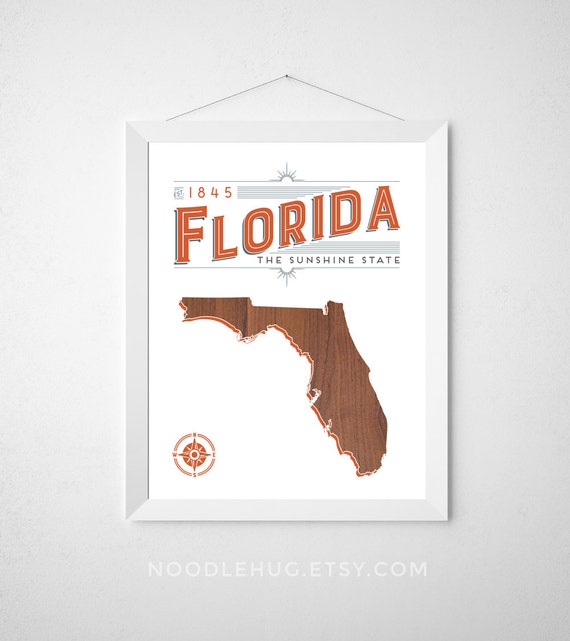 Items similar to Florida State Print - mid century modern minimal art ...