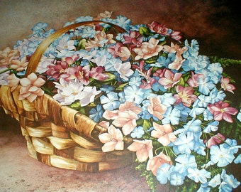 Rhonda McEnroe Print *A Tisket A Tasket* Cottage Chic Decor *Limited Edition*