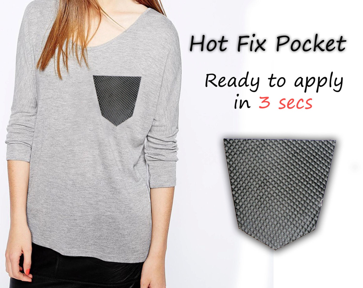 Hotfix Iron On Pocket for DIY Denim Jeans Shirts Embellishment
