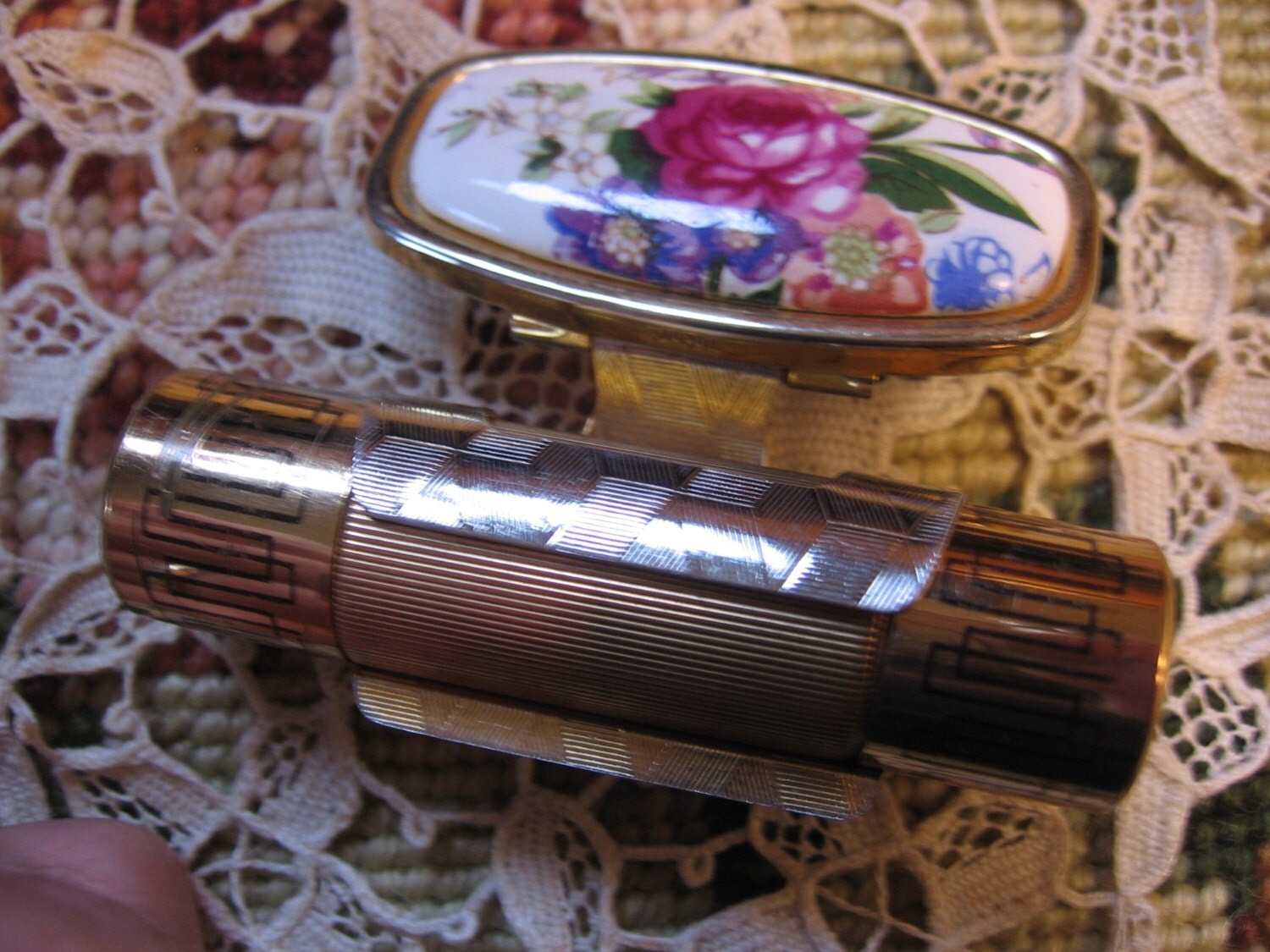 Vintage Lipstick Mirror Decorative Holder Purse Cosmetic Accessory with