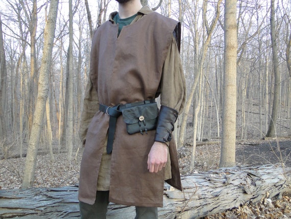 Medieval Tunic Renaissance Fair Viking Ranger Brown Linen