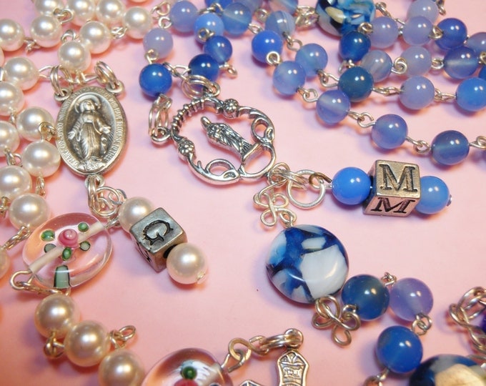 FREE SHIPPING Personalize your rosary with matching beaded initial charm add on
