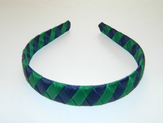 Navy & Forest Green Stripe Woven Headband School Uniform