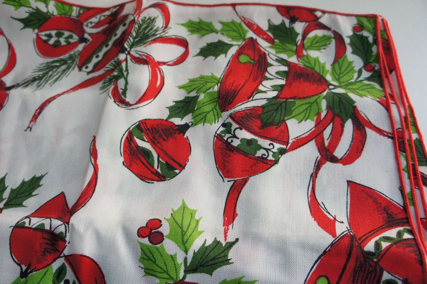 Mid Century Christmas Napkins Set 6 Vintage Christmas Linens