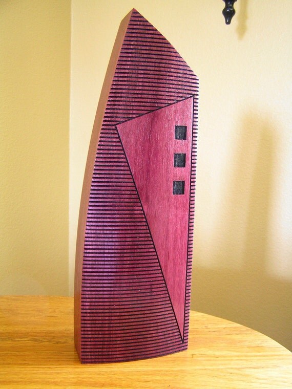 Contemporary Purpleheart Wood Vase laser cut Home by soliddesign
