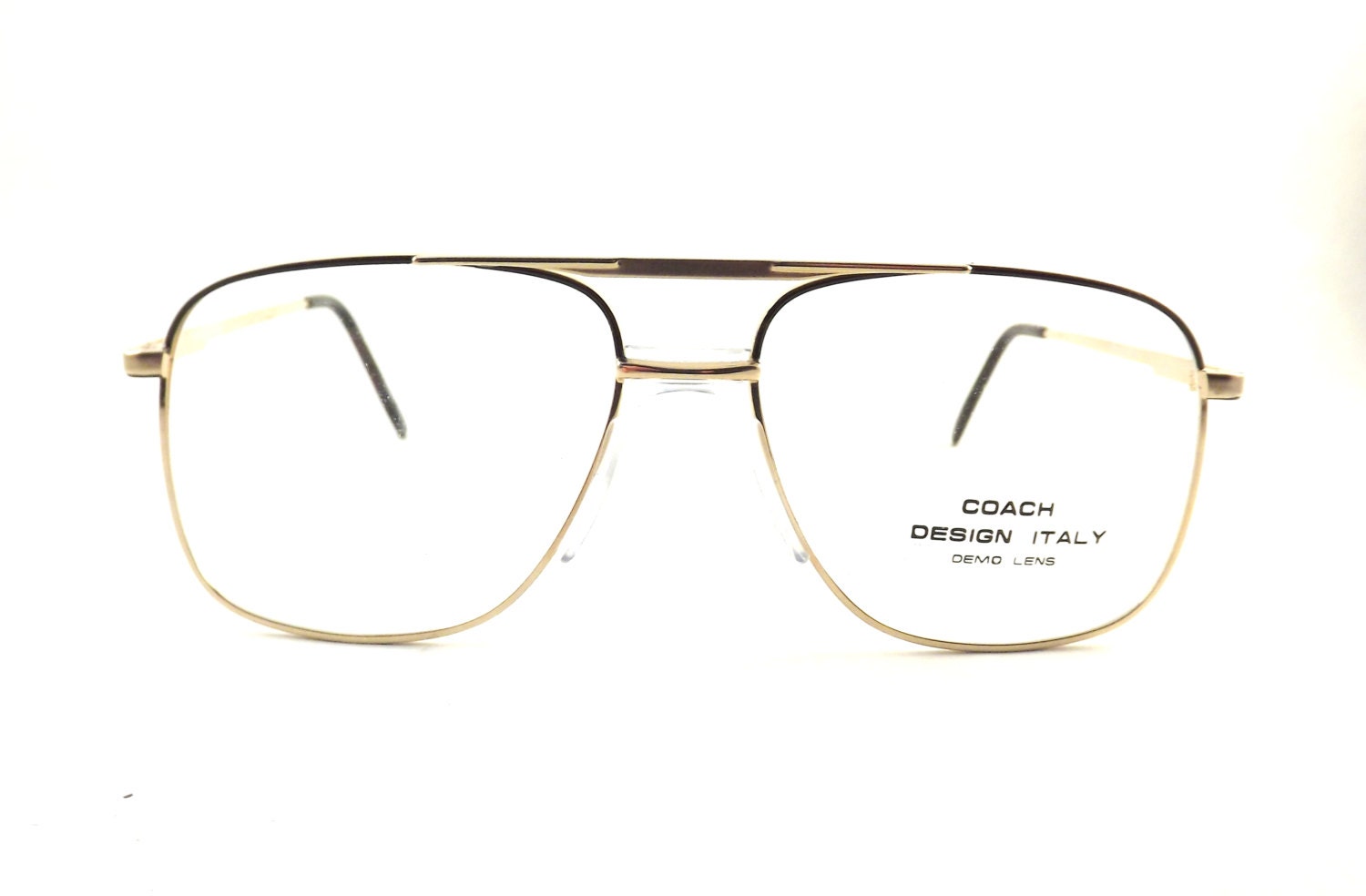 Mens Eyeglasses Boxy Gold Metal Aviator Eyewear Vintage 80s