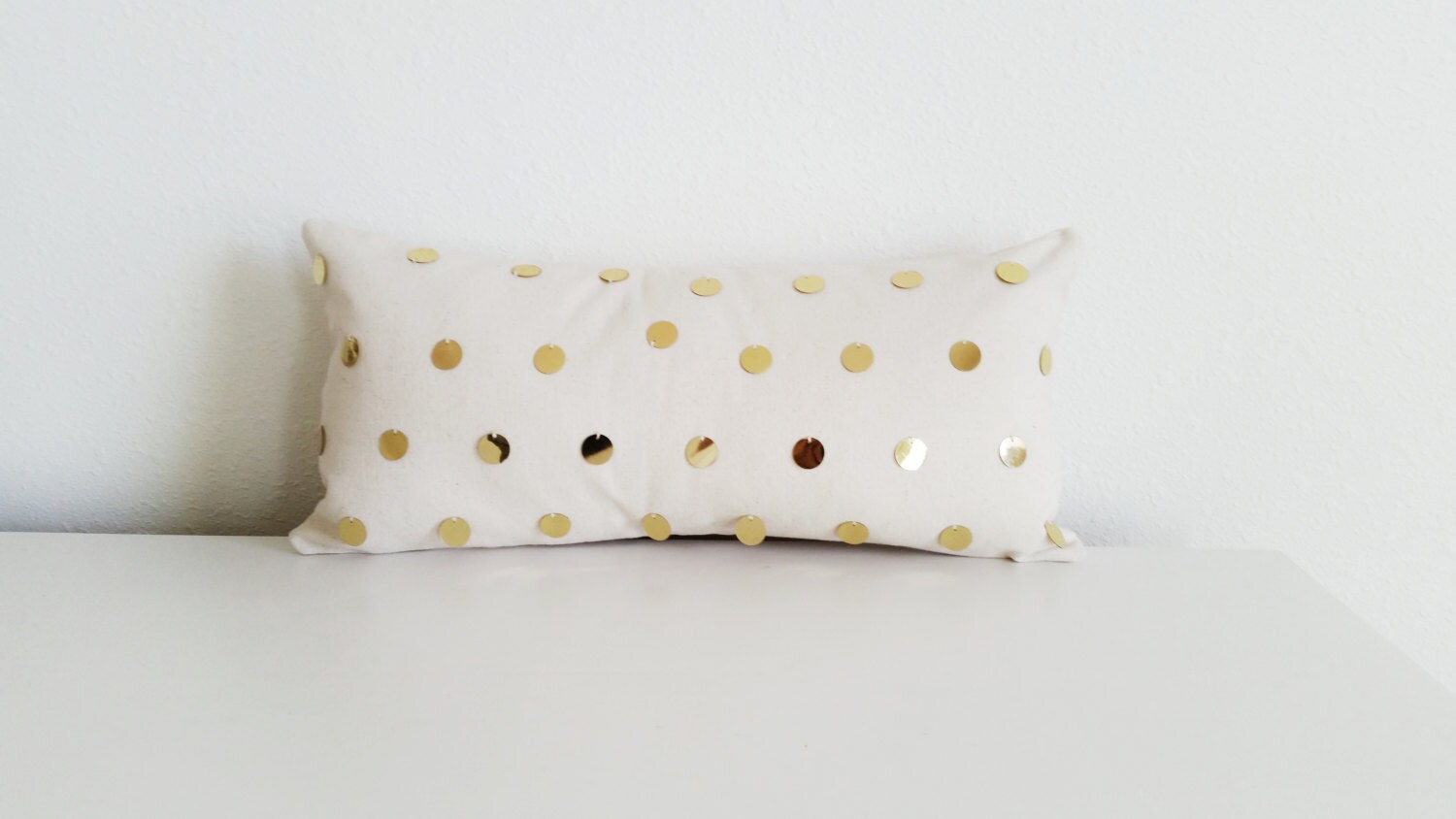 Gold Sequin Polka Dot Accent Pillow Cover 20x12 Gold