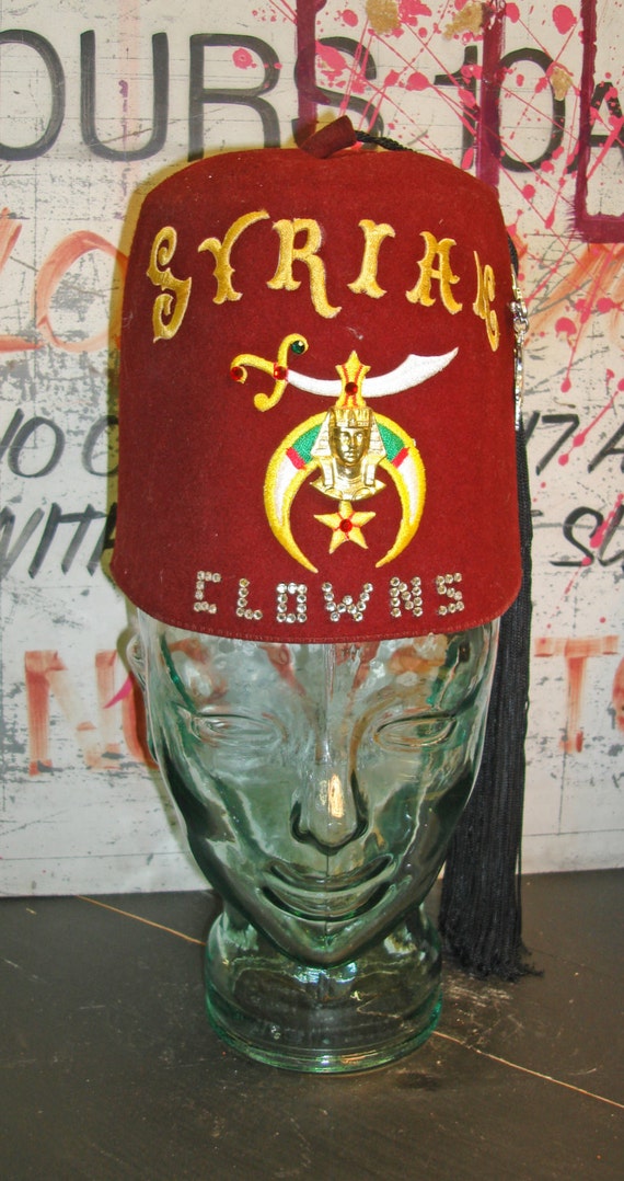 Vintage Circa 1970's Red Masonic Syrian Clowns Shriner Hat