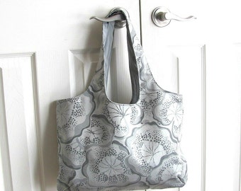 ... Bag Silver Grey Modern Floral Shoulder Bag, Spring Purse, Diaper Bag