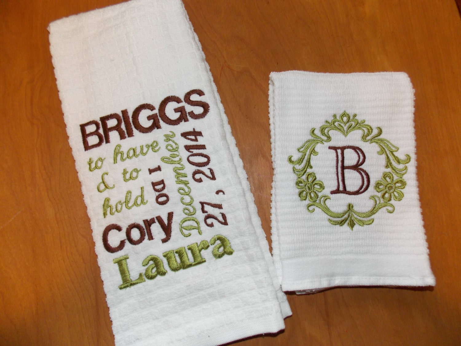 Personalized Kitchen Towel Set Wedding Gift Set Bridal Shower